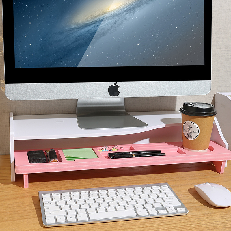 Desktop Office Storage Monitor Riser Computer Stand Laptop Base Keyboard Organizer Mini Desk