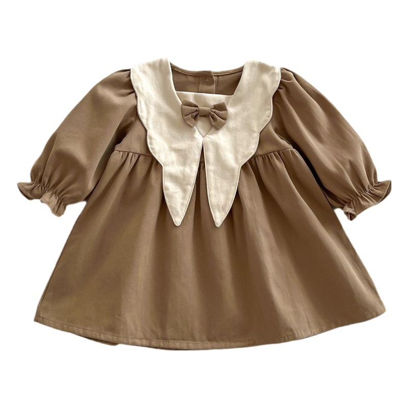 Estilo coreano niñas estilo universitario vestido infantil primavera y otoño estilo occidental otoño bebé muñeca retro princesa vestido moda infantil