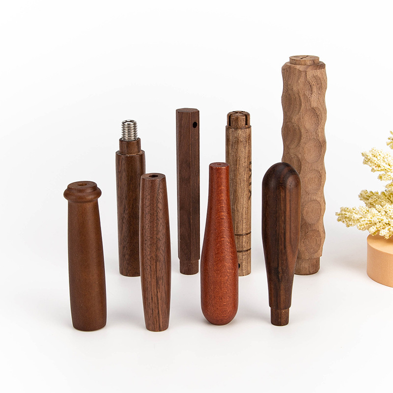 Mango de madera maciza, mango de nogal negro, mango de cuchillo, mango de orificio pasante, cepillo de maquillaje de madera, vaso de vidrio, utensilios de cocina, muebles, mango de madera