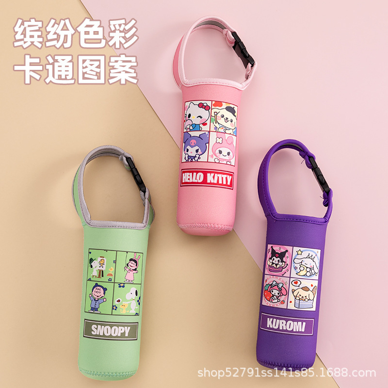 in stock Universal Thermos Cup Cup Set Water Cup Portable Diving Material Cartoon Children's Crossbody Drop-resistant Cute Bag