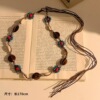 12 # Brown rope shell brown stone blue flower about 170cm