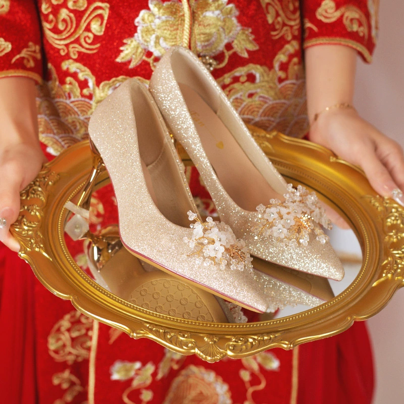 Новые свадебные туфли на весну 2025 года Женский свадебный костюм на высоком каблуке, свадебные туфли на высоком каблуке