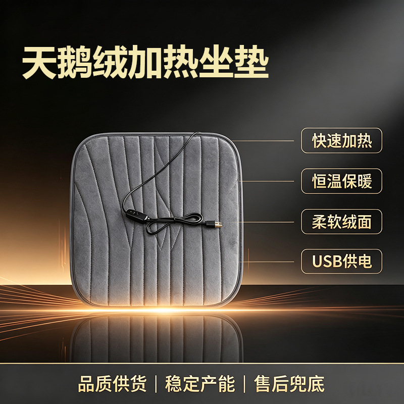 Car Heated Seat Cushion Graphene Car Interior Winter Warm Thick Plush Home USB Car Seat Electric Heating Pad