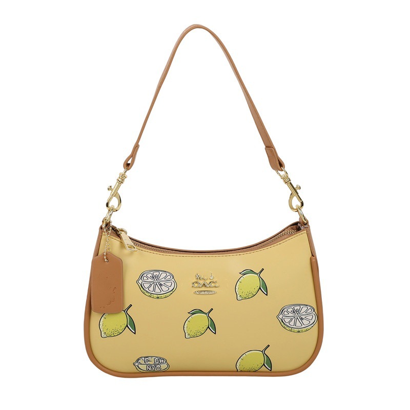 25 Koujia Ole nuevo bolso para axilas Coah, hombro, limón, naranja, corte, bolso de medio mes con estampado de frutas