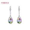 欧美风个性彩色宝石耳环925纯银天然托帕石水晶橄榄石高级感耳环|ms