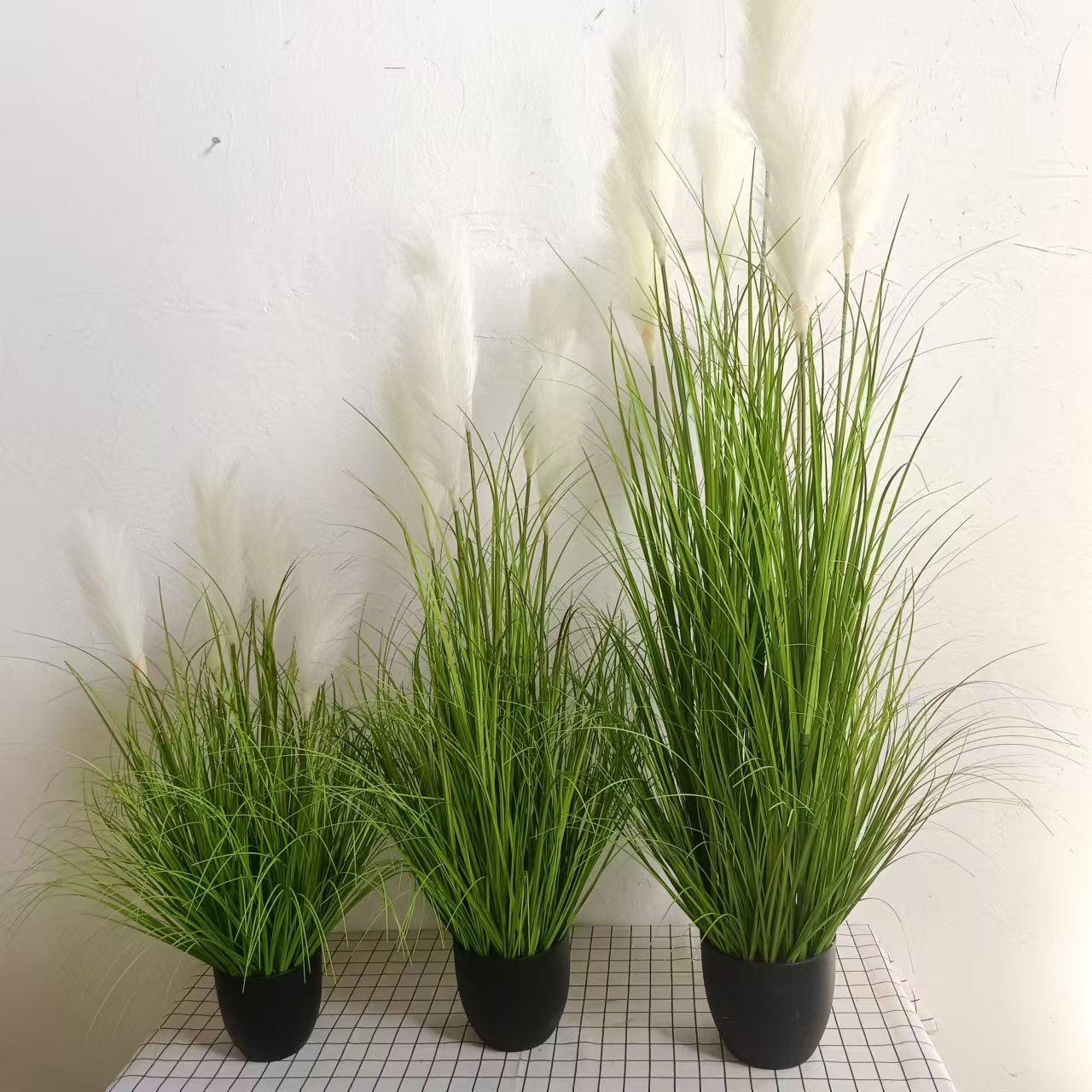Plantas de caña artificiales verdes falsas plantas de césped decoración doméstica césped accesorios de fotografía decoración de suelo bonsai flores interior image 4