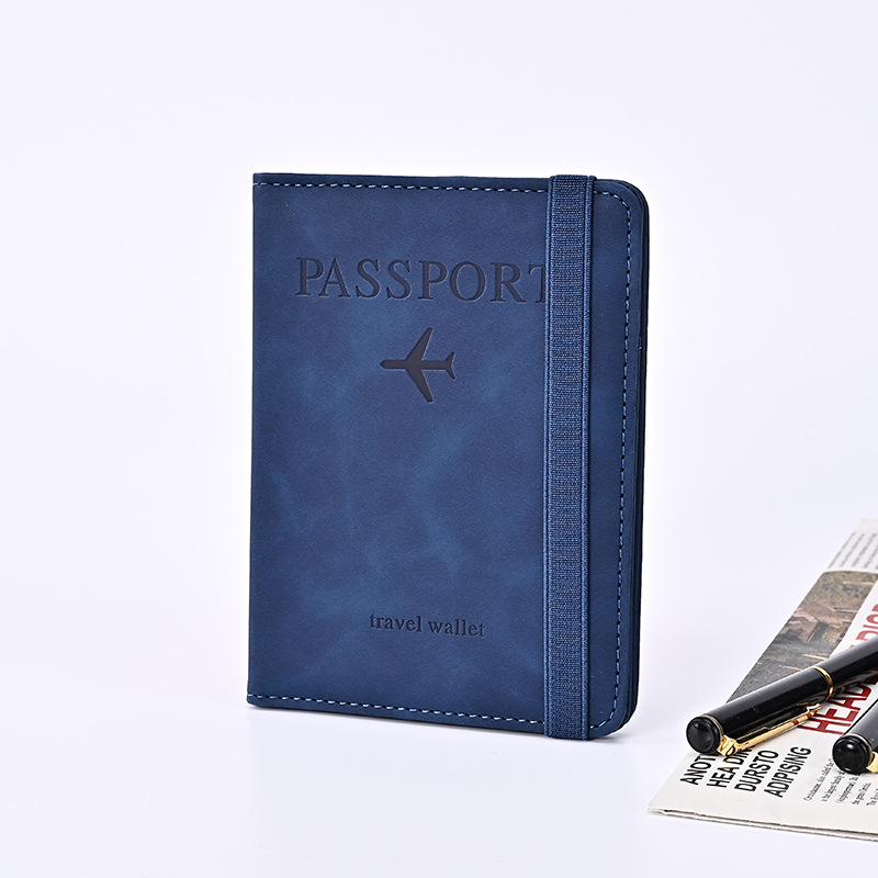 Cruzar la frontera de cuero de la PU nueva bolsa de pasaporte de viaje personalizado RFID Multi-función bolsa de almacenamiento de documentos simple en stock al por mayor