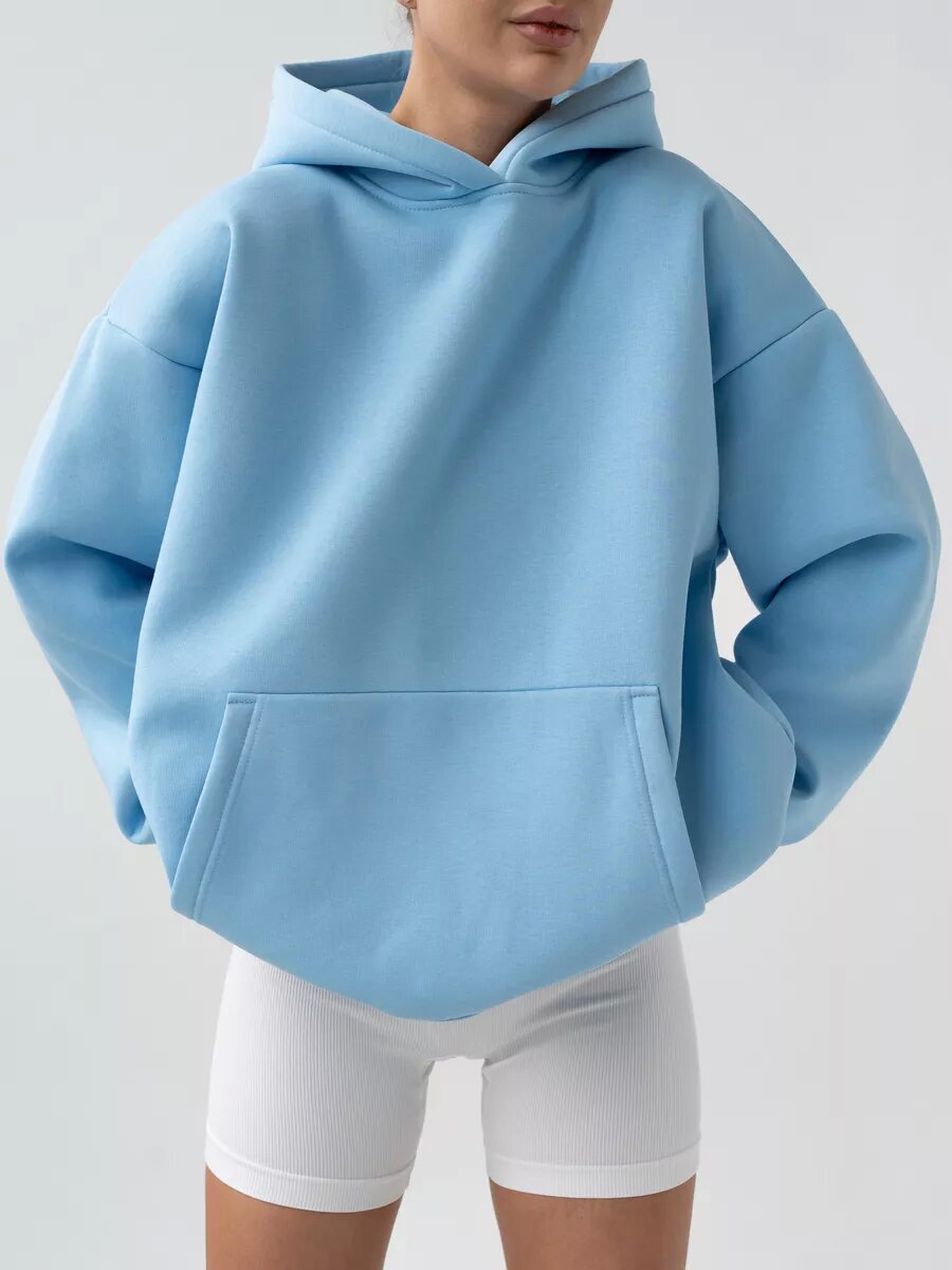 Women's Oversized Hooded Sweatshirt With Pockets And Long Sleeves_voghion.com