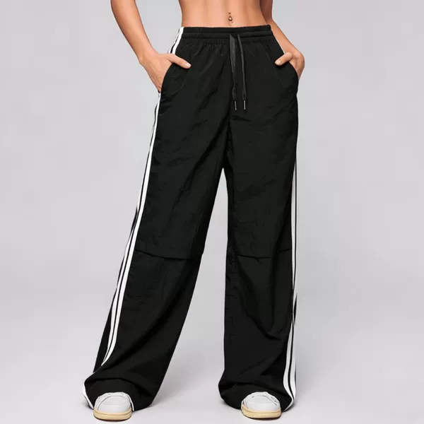 Women's Striped Wide-Leg Pants, High-Waisted, Loose Straight-Cut, Floor-Length, Versatile, Suitable for Work and Casual Wear, Sweatpants for Women