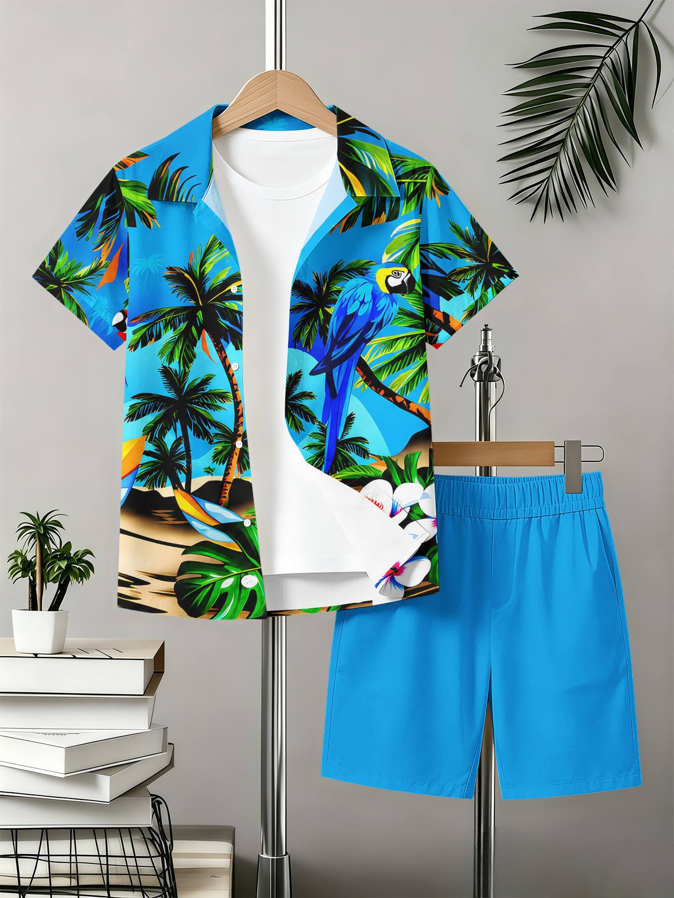 Boys Shirt And Shorts Set With 3d Printed Patterns For Summer_voghion.com