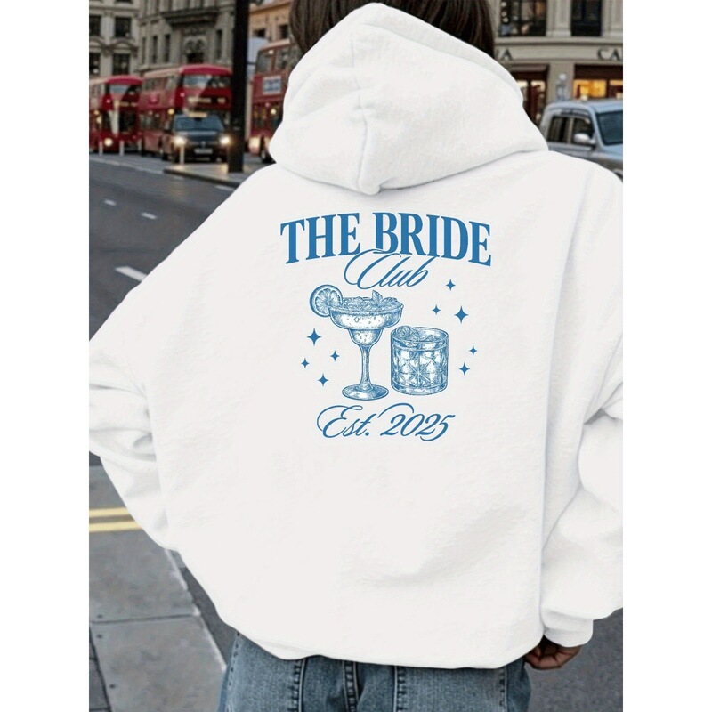 【European Size】Unisex Hooded Sweatshirt, Bride Club Printed Pullover with Drawstring, Autumn and Winter Unisex 【European Size】Unisex Hooded Sweatshirt, Bride Club Printed Pullover with Drawstring, Autumn and Winter Unisex
