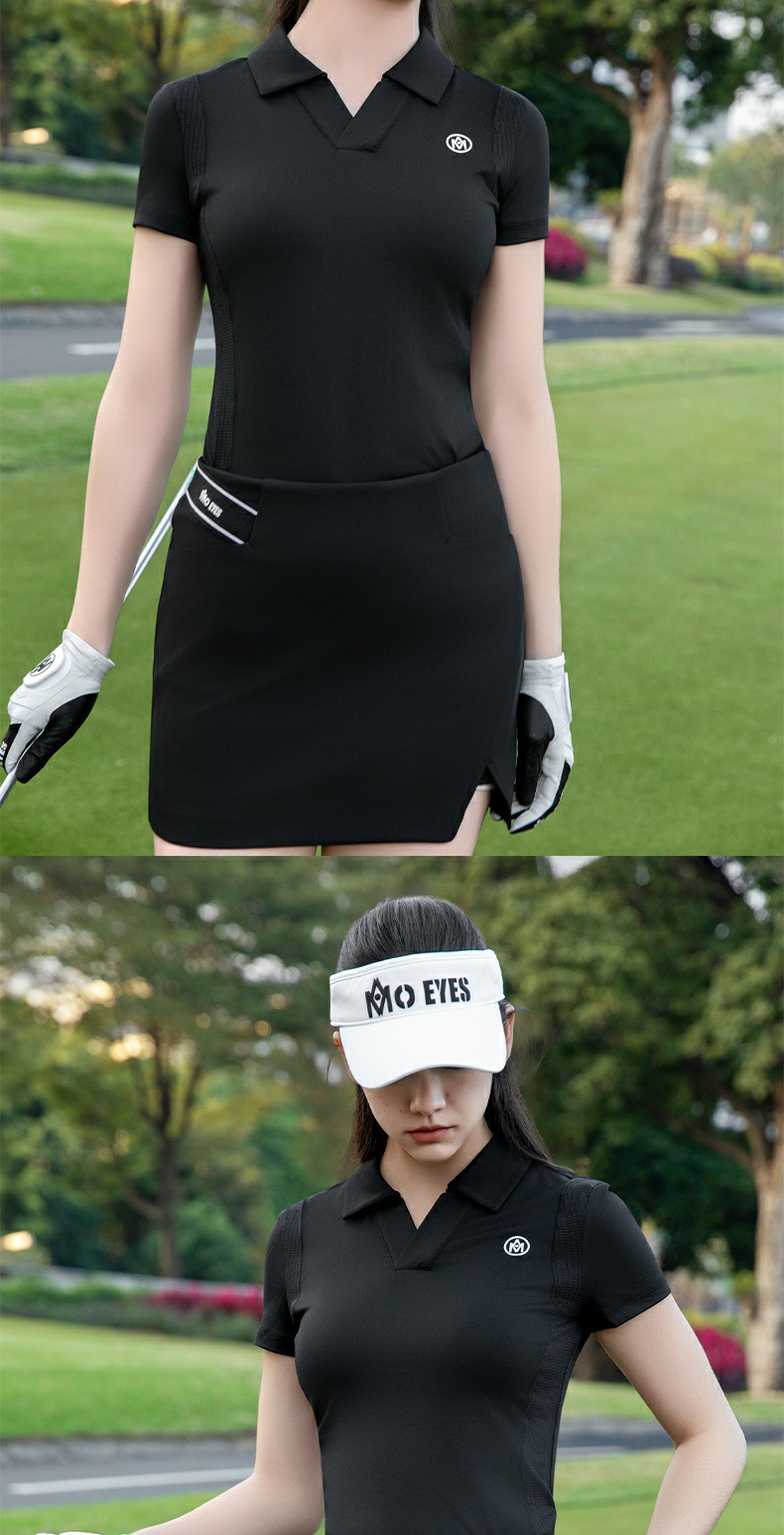Bộ váy ngắn golf nữ mùa xuân hè kèm legging — Váy ngắn màu trắng [váy mỏng ngang hông/kèm legging/dây vải phối màu ngang eo] M25QZ006, Váy ngắn màu đen [váy mỏng ngang hông/kèm legging/dây vải phối màu ngang eo] M25QZ006, Áo đen [lưới thoáng khí/diệt khuẩn cấp 3A/hút ẩm/UPF50] M25YF037 chi tiết 6