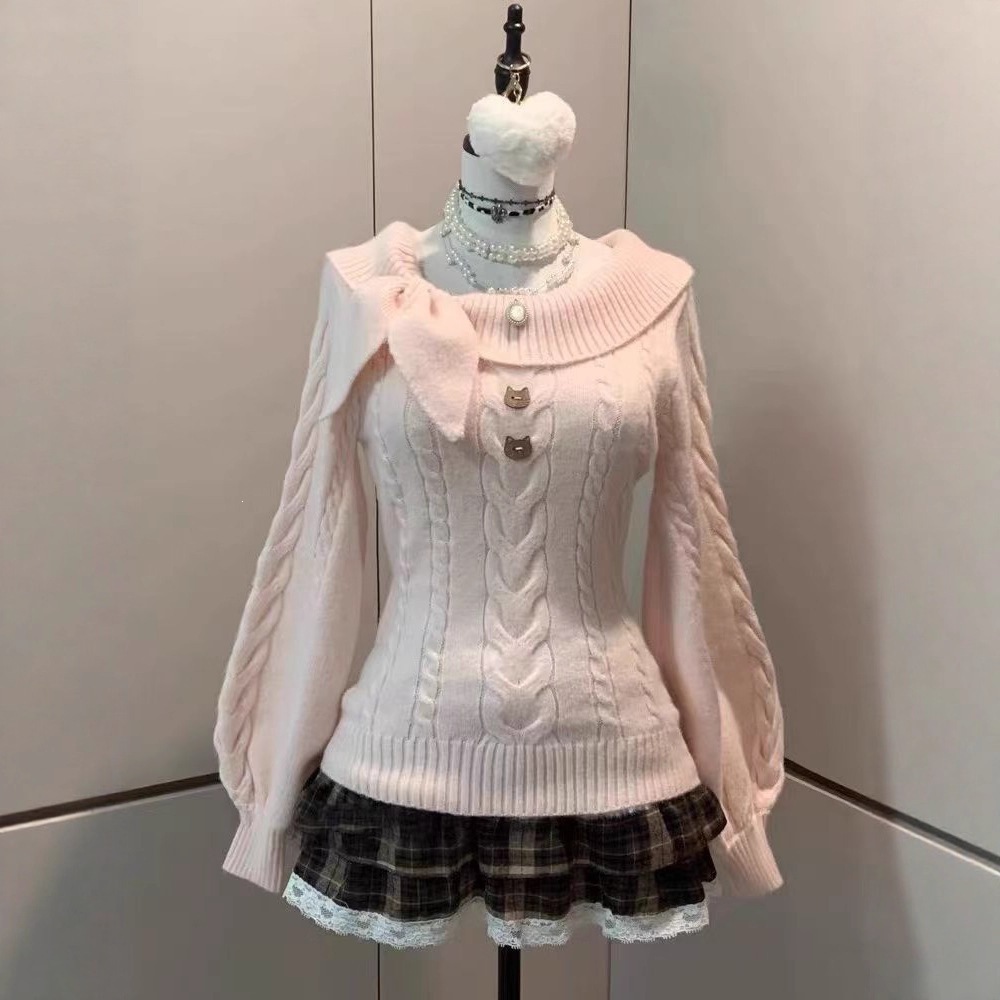 Autumn and Winter New Design, Sweet and Loose-Fitting, Slimming and Versatile Long-Sleeved Sweater, Korean Style Lazy Style Lapel Knitwear for Women