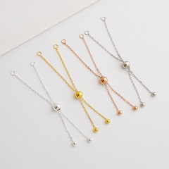 S925 Pure Silver Gold Plated Cross Extended Chain DIY Beaded Crystal Necklace Bracelet Adjustable Chain Tail Chain Accessory