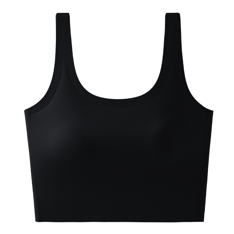 Chaleco de cinturón de primavera y verano femenino sin anillo de acero con cojín de pecho fijo no correr taza hermosa espalda transpirable color sólido sin usar sostén