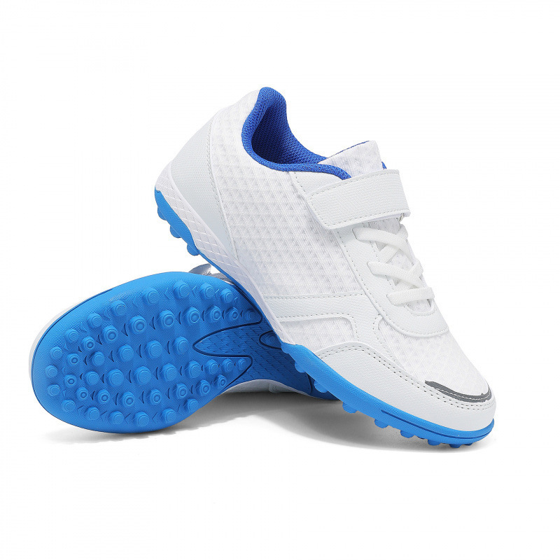 Zapatos de Fútbol Infantil con Velcro de Cuero Sintético, Ligeros y Antideslizantes para Césped