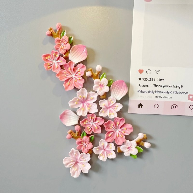 Flower Magnetic Refrigerator Magnets, Peach Blossom Magnets, Pegboard Door Magnets, Traceless 3D Stickers, Ambiance Decoration Flower Magnetic Refrigerator Magnets, Peach Blossom Magnets, Pegboard Door Magnets, Traceless 3D Stickers, Ambiance Decoration