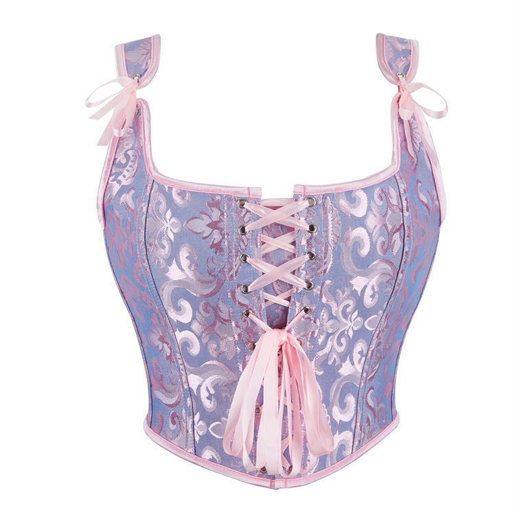 Cross-border New Jacquard Multi-color Double Shoulder Strap Adjustable Women's Strapless Chest Shaping Top Vintage Corset