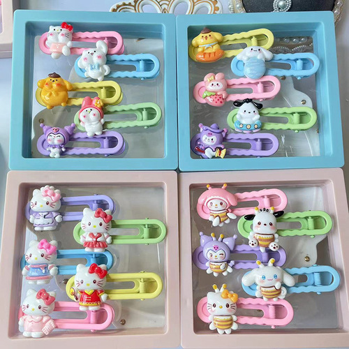 New cartoon invisible metal hair clip set for children, frizzy hair clips candy U-shaped clips, hair-friendly, girl bangs clips