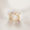 Ring from pearl, fashionable stone inlay, jewelry, wholesale