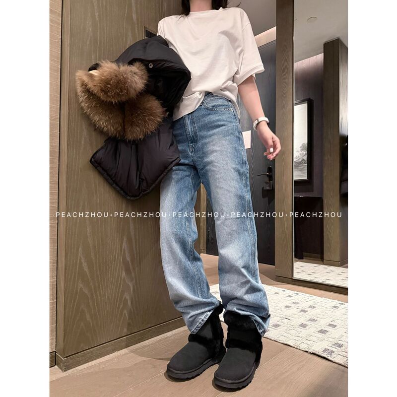 "Peachzhou"'Small Straight Leg' Washed Slim-Fit Straight-Leg Casual Jeans # 4249N