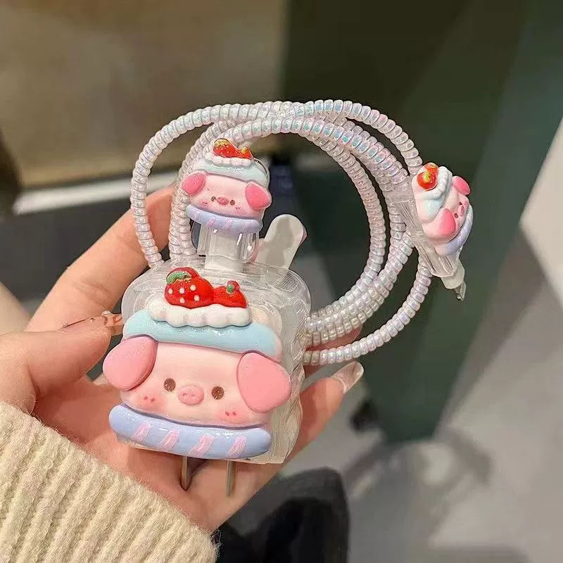 Apple, cute charger, protective case, charging cable, 20W