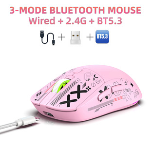 Wired/2.4G/Bluetooth Three-Mode Wireless Mouse Rgb Luminous 650Mah Wireless Gaming Mouse Unisex
