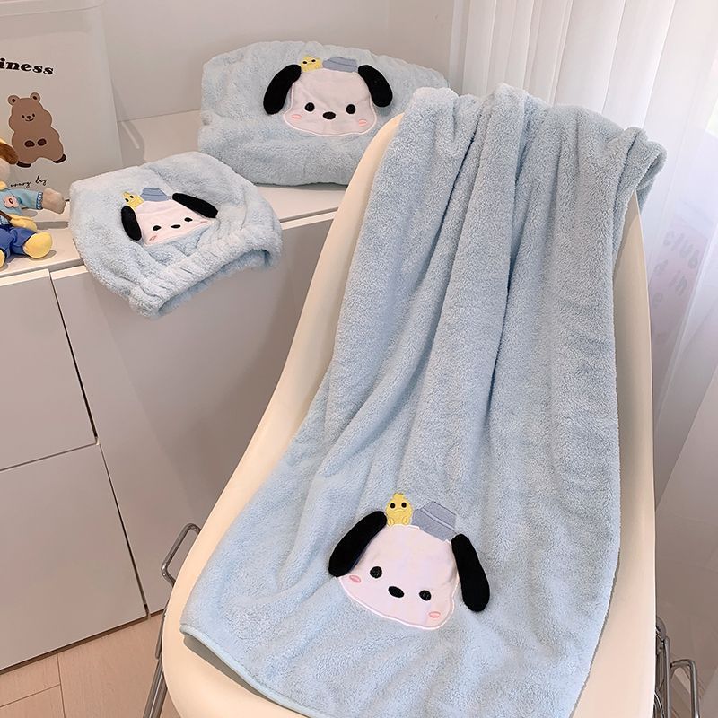 Parchal Dog Cartoon Cute Towel Soft Absorbent Coral Fleece Bath Towel Face Bath Thickened Dry Hair Towel Set Towel
