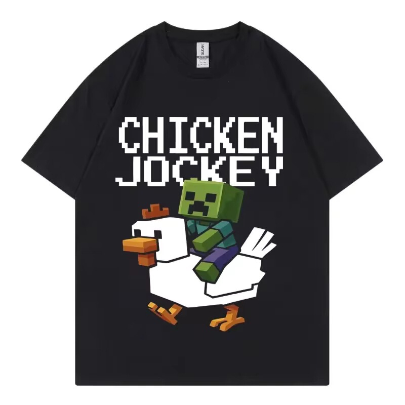 Funny Chicken Jockey Gag T-Shirt Men and Women Cartoon Fashion Short Sleeve T-Shirt Summer Casual High Quality Cotton T-Shirt