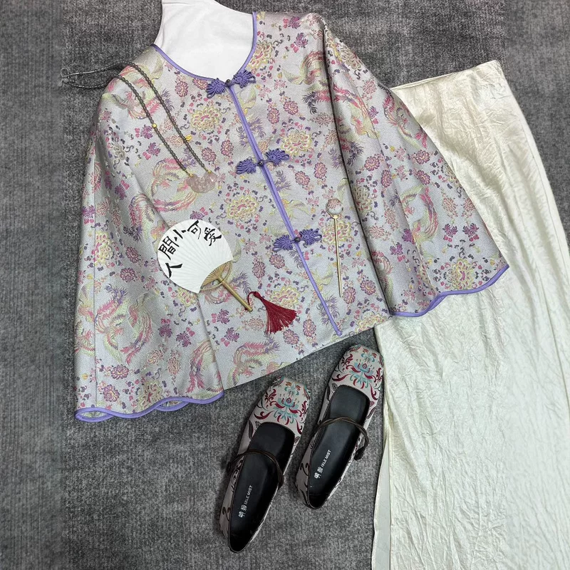 Соответствует той же серии заколок, новая китайская стильная длинная бабочка сим-кат Chrysanthemum застежка шелковая Феникс Юфэй Сунцзин жакет 25 весна 145