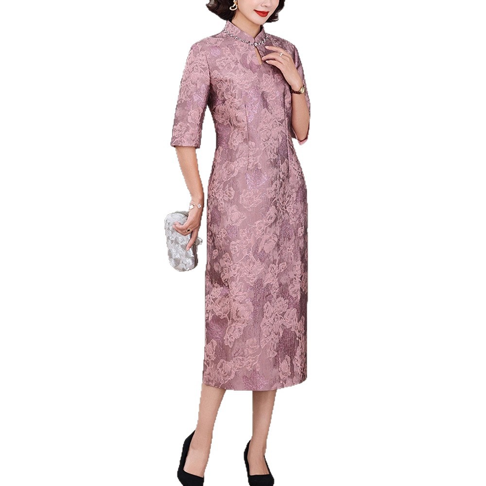 New Chinese-style Young Lady's Elegant For Mother-in-law's Wedding Banquet, Can Be Worn Casually, Slimming Cheongsam,_ecoleips.com