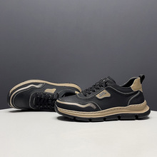 秋冬新款真皮男士透气休闲男鞋轻便舒适柔软百搭鞋子潮款男单鞋黑