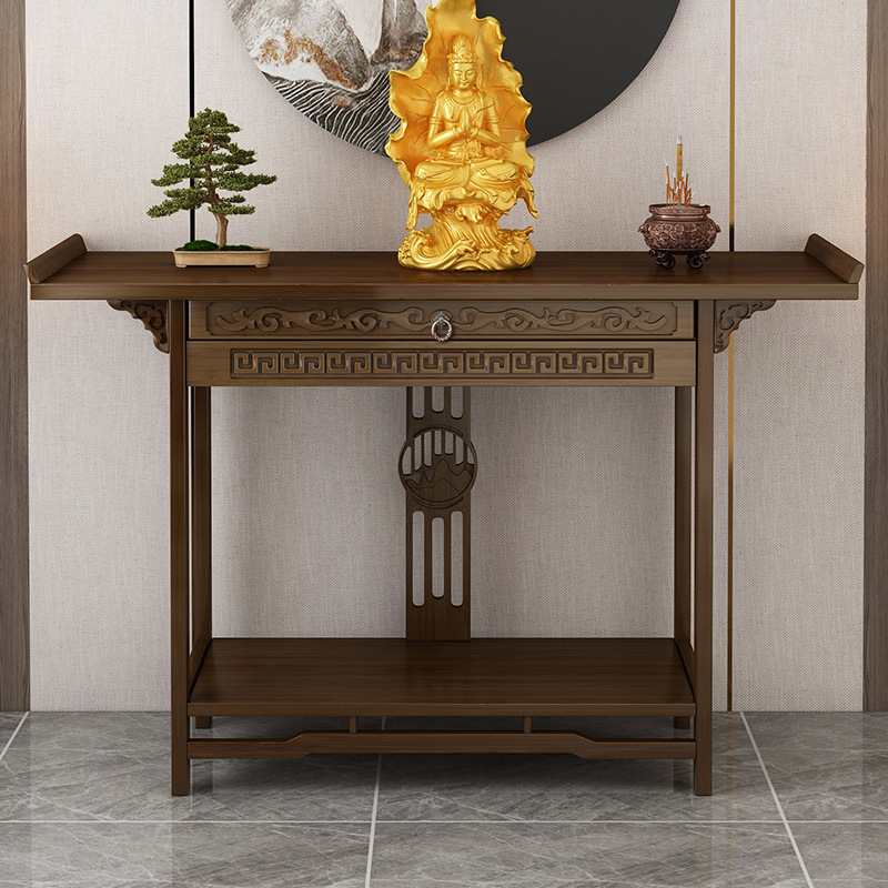 Altar Incense Stand for Home Use, New Chinese Style Buddhist Altar, Shrine Cabinet, Buddha Statue, Guanyin Bodhisattva Worship Cabinet