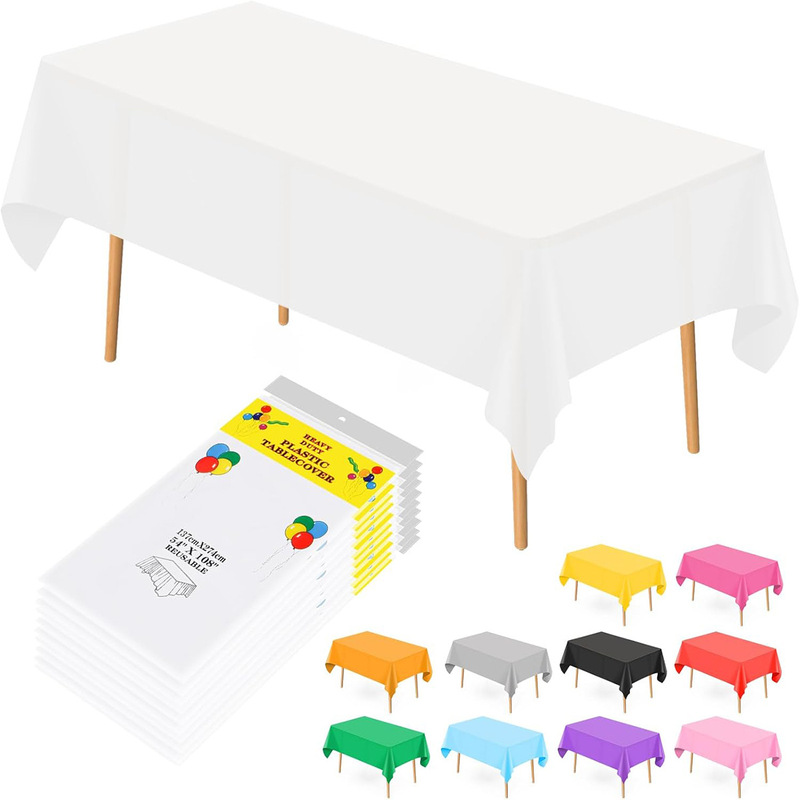Disposable Plain Peva Thickeneded Tablecloth 137*274cm Pure Color Tablecloth Party Decoration Arrangement