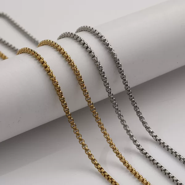 Factory Wholesale Stainless Steel Square Pearl Necklace Men's Hip-Hop Cross-Border Hot Selling DIY Jewelry Accessories Women's Titanium Steel Necklace