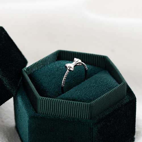 Sterling silver bow ring women's fashion light luxury niche design high-end  new trendy personalized index ring