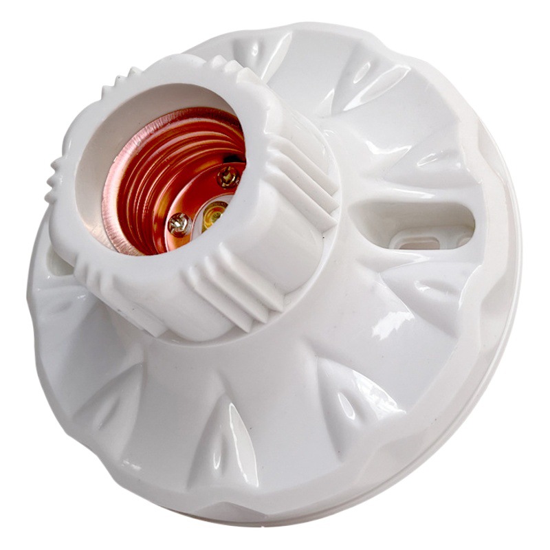 Portalámparas de Techo de Venta Directa de Fábrica, Portalámparas E27 de Plástico Reforzado, Casquillo de Lámpara de Rosca, Resistente a la Presión, Cabezal de Lámpara Plano, Accesorios de Iluminación al por Mayor E27