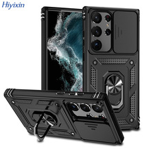 适用三星S23Ultra军士指环推窗手机壳A34 5G二合一支架防摔保护套