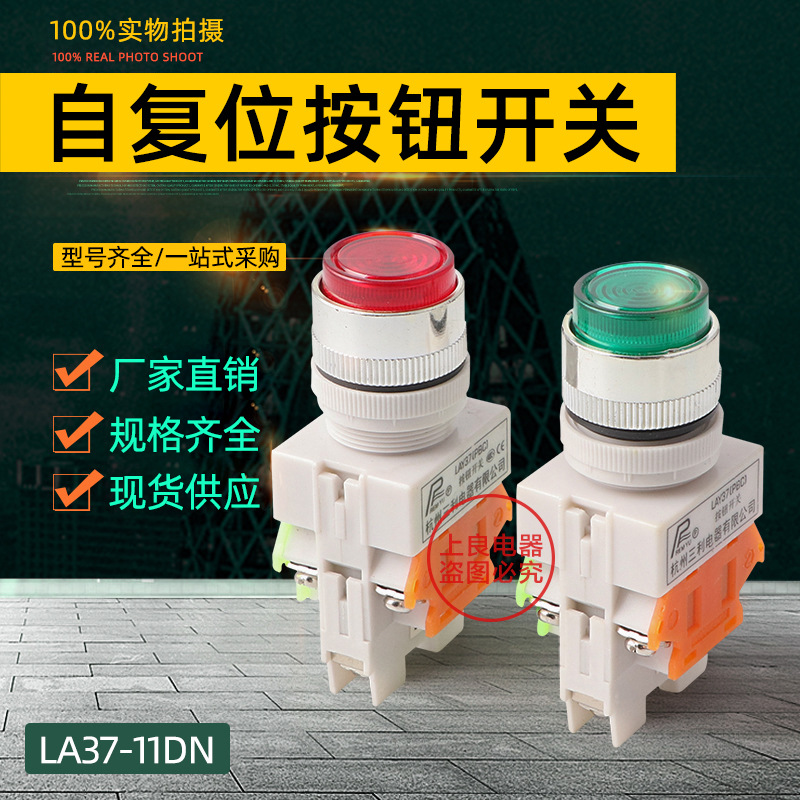 Y090/LAY37-11DN带灯启动停止复位按钮开关开孔22mm