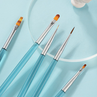 Crystal Blue Rod nail brush set phototherapy Pen lace sweep color painting flower watercolor blooming stamp pen gradient