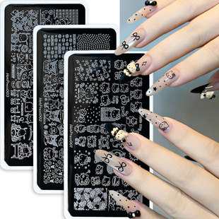Cross-Border Big-Name Hello Kitty Pattern Nail Art Printing Steel Plate Stainless Steel Cartoon Cute Kt Cat Nail Art Transfer Steel Plate
