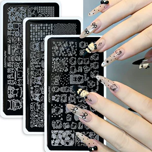 Cross-Border Big-Name Hello Kitty Pattern Nail Art Printing Steel Plate Stainless Steel Cartoon Cute Kt Cat Nail Art Transfer Steel Plate