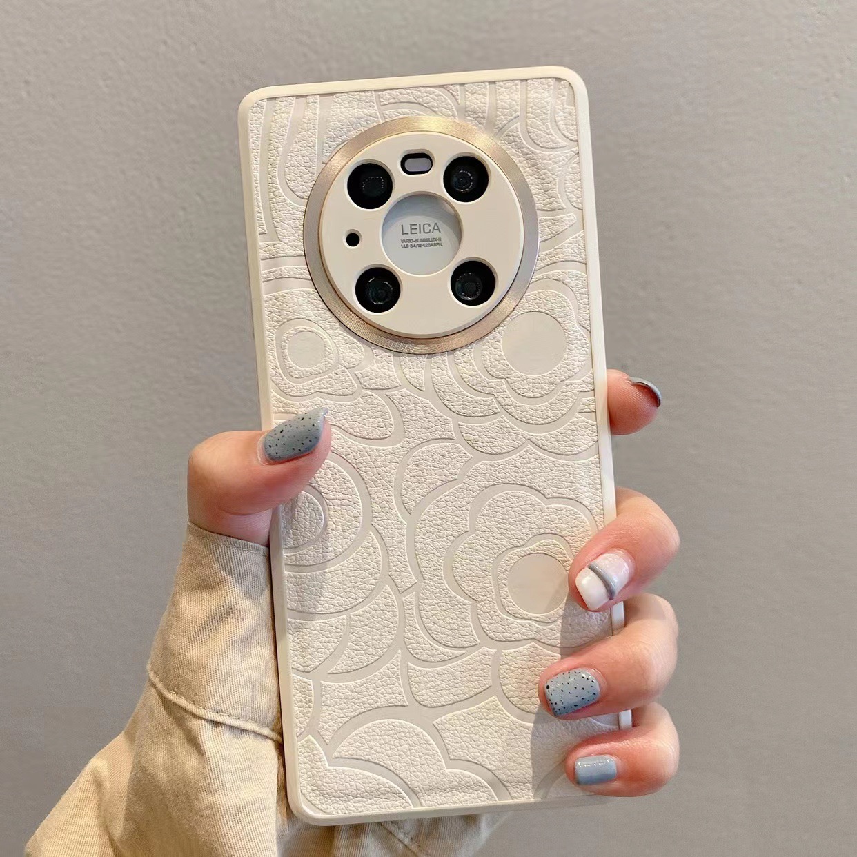 Estilo Chanel Camellia parche para Apple 15/13 caja del teléfono Huawei mate40pro mate50 femenino Nuevo