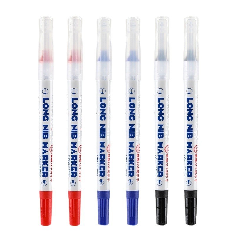 Pen de marca de doble cabeza larga oleosa especial para carpintería de 20 mm para azulejos de suelo agujero profundo pluma de carpintería multipropósito