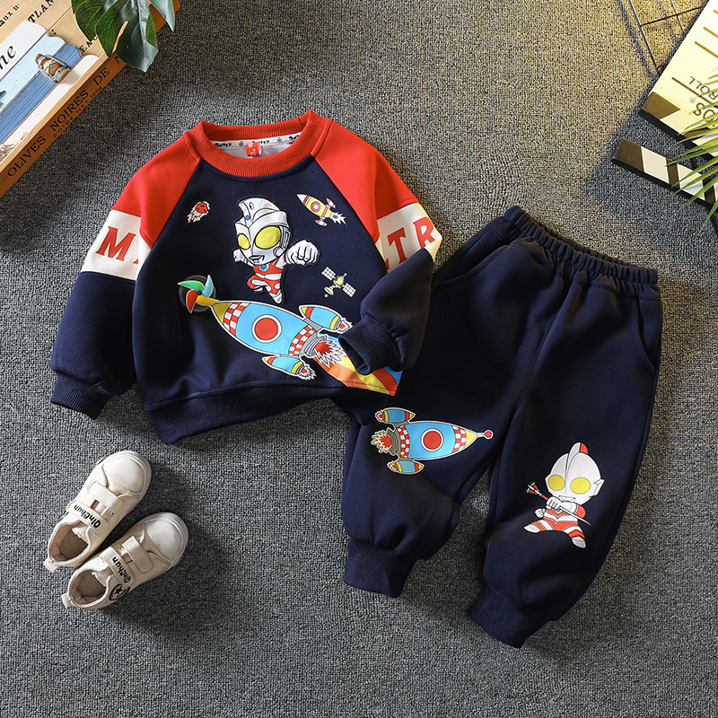 6098 Ultraman ropa traje de primavera y otoño para niños 2024 nuevo suéter a juego de colores para niños otoño estilo occidental