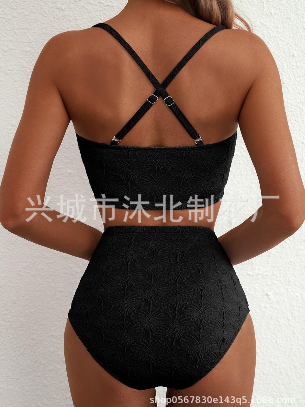 Bikini de Dos Piezas de Talle Alto con Control de Abdomen de Poliéster, Sin Aros, Con Almohadillas, para Natación