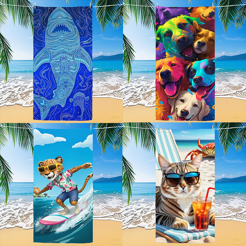 Beach Towel Bath Towel Wholesale Microfiber Sports Swimming Quick-Drying Towel Seaside Beach Mat Trendy Printed Pattern