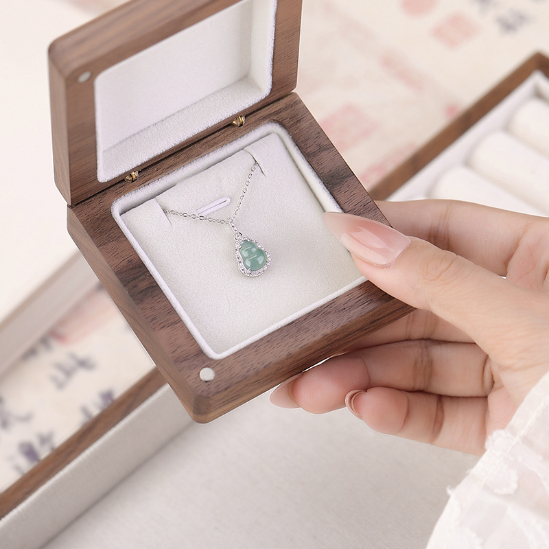 Mặt dây chuyền bạc S925 mạ vàng xanh ngọc bích hình bầu dục phong cách thời trang — Kiểu bạc (không có dây chuyền)