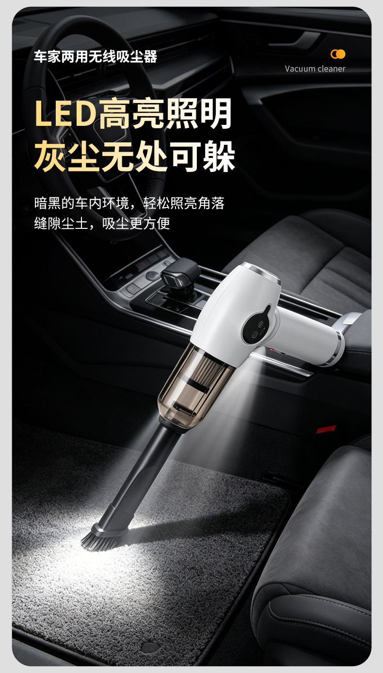 Wireless Car Vacuum Cleaner with Super Suction, Dual-Function for Suction and Blowing, Rechargeable Desktop Vacuum Cleaner, Handheld Car Blower