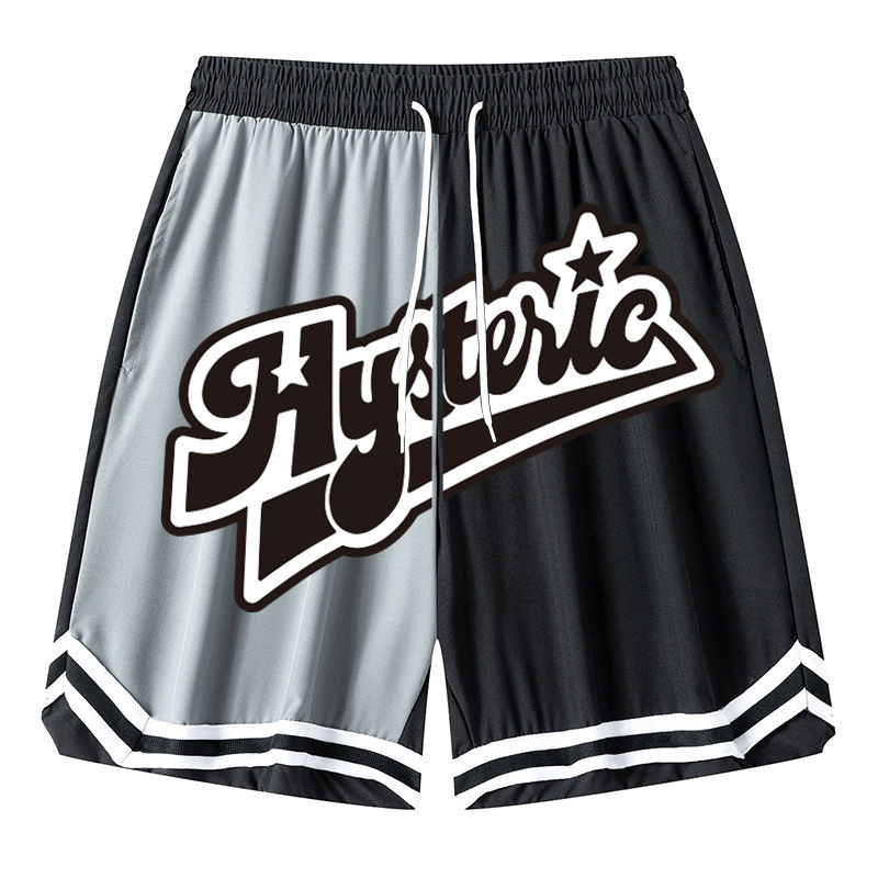 Stylish Graphic Color Block Striped Basketball Shorts Men Sports Quick Dry Workout Running Shorts Pockets Athletic